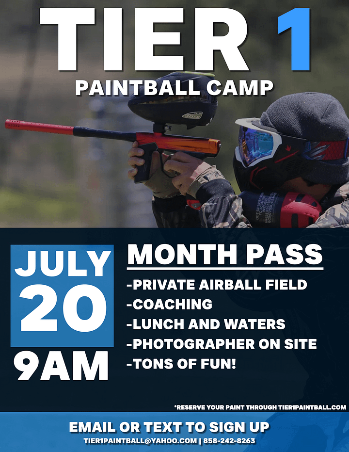 TIER 1 PAINTBALL CAMP - 4 WEEK PASS & PERKS product image (1)