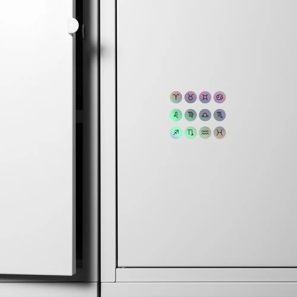 Zodiac Symbols (circle style) - Holographic Sticker Set product image (6)