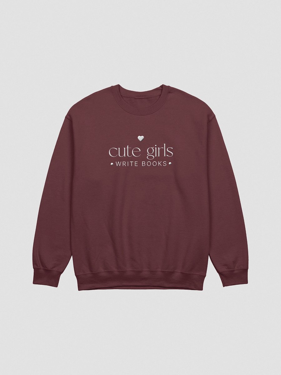 Embroidered Cute Girls Write Books Crewneck Sweatshirt product image (2)