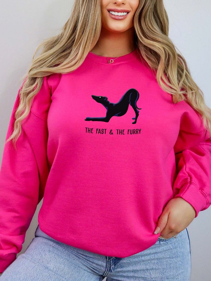 The Fast & the Furry Sweatshirt (Embroidered) of an Italian Greyhound(Black) product image (2)