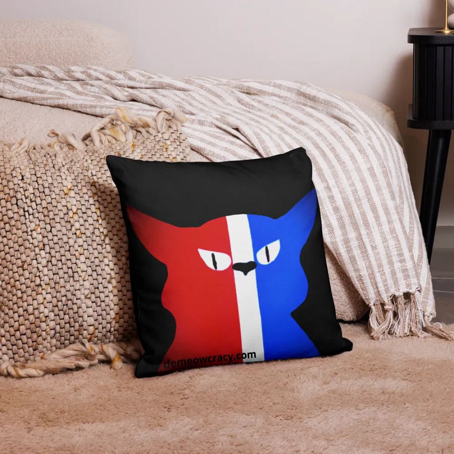 Original Tricolor DeMeowcracy Cat Reversible Pillow Cover - Red, White and Blue product image (5)