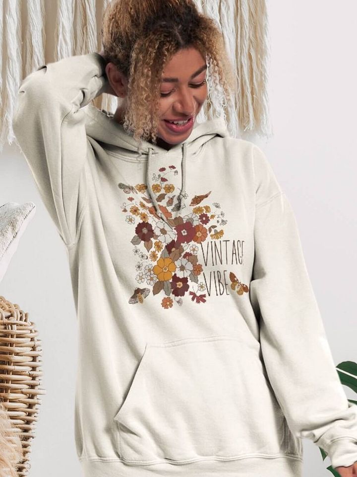 Vintage Vibe Retro Boho Butterfly & Floral Hoodie product image (1)