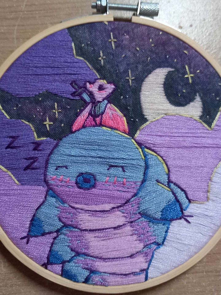 Sleepy Tardigrade Embroidery Hoop Art product image (1)