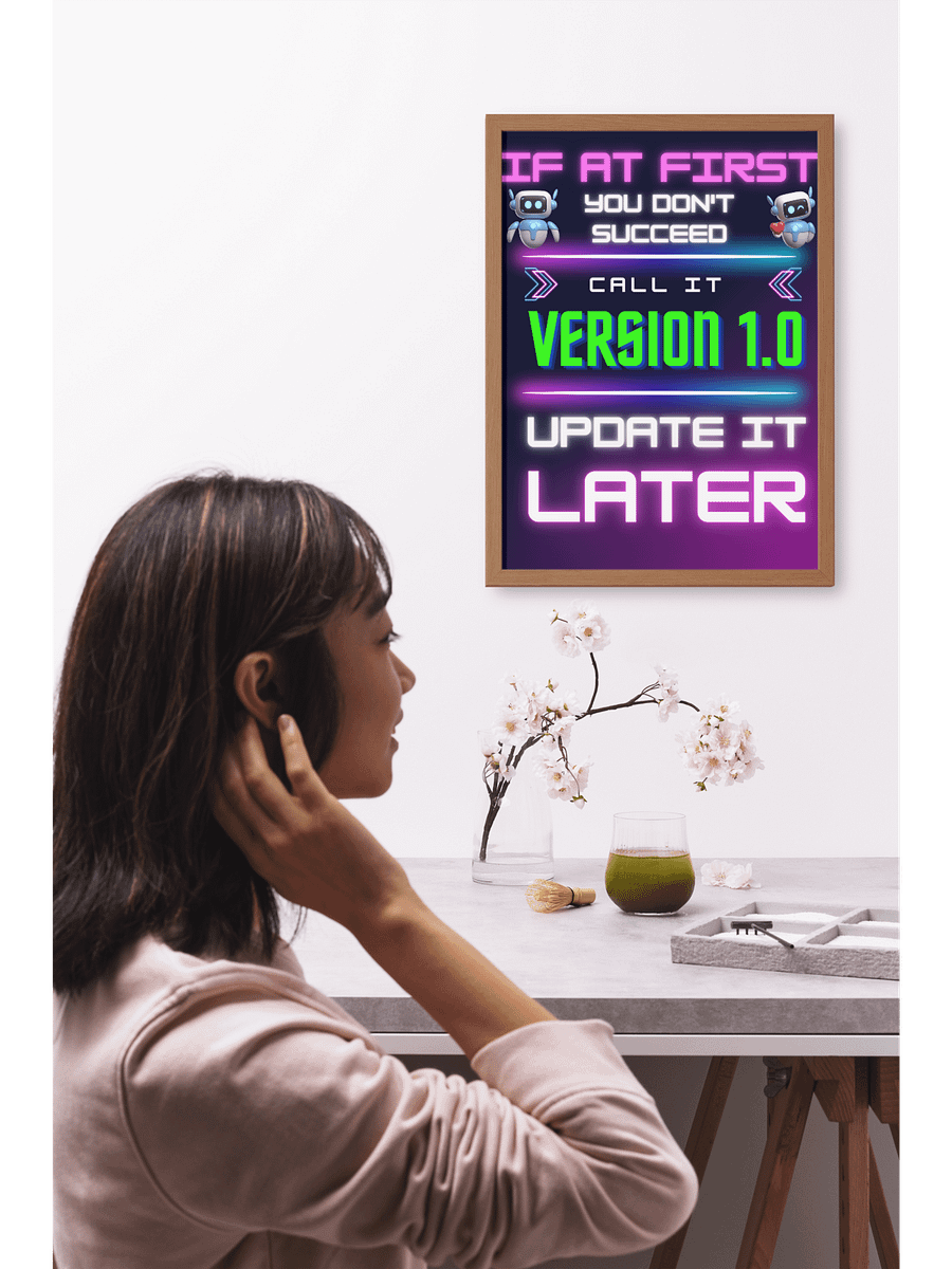 Version 1.0: Motivational Tech Neon Wall Poster product image (5)