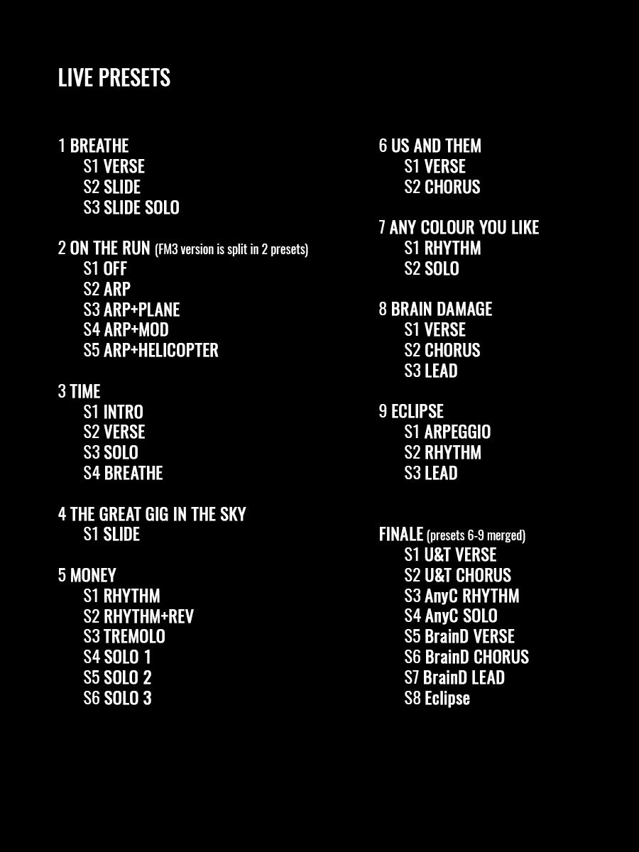 Pink Floyd - The Dark Side Of The Moon | Premium Presets Pack | Axe FX III - FM9 - FM3 product image (3)