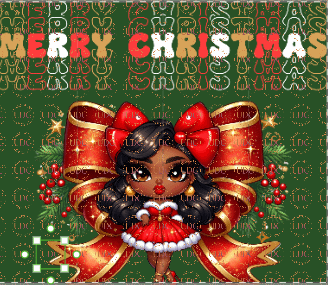 Merry Christmas Chibi PNG • Holiday Bow Girl Clipart • Festive Sublimation Design product image (1)