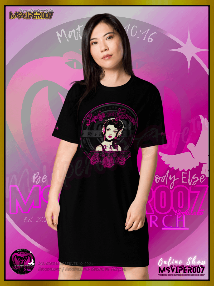 T-Shirt Dress - MsViper007's "Lady Gamers Are Awesome™ | [V3] (blk/solid)" T-Shirt Dress product image (3)