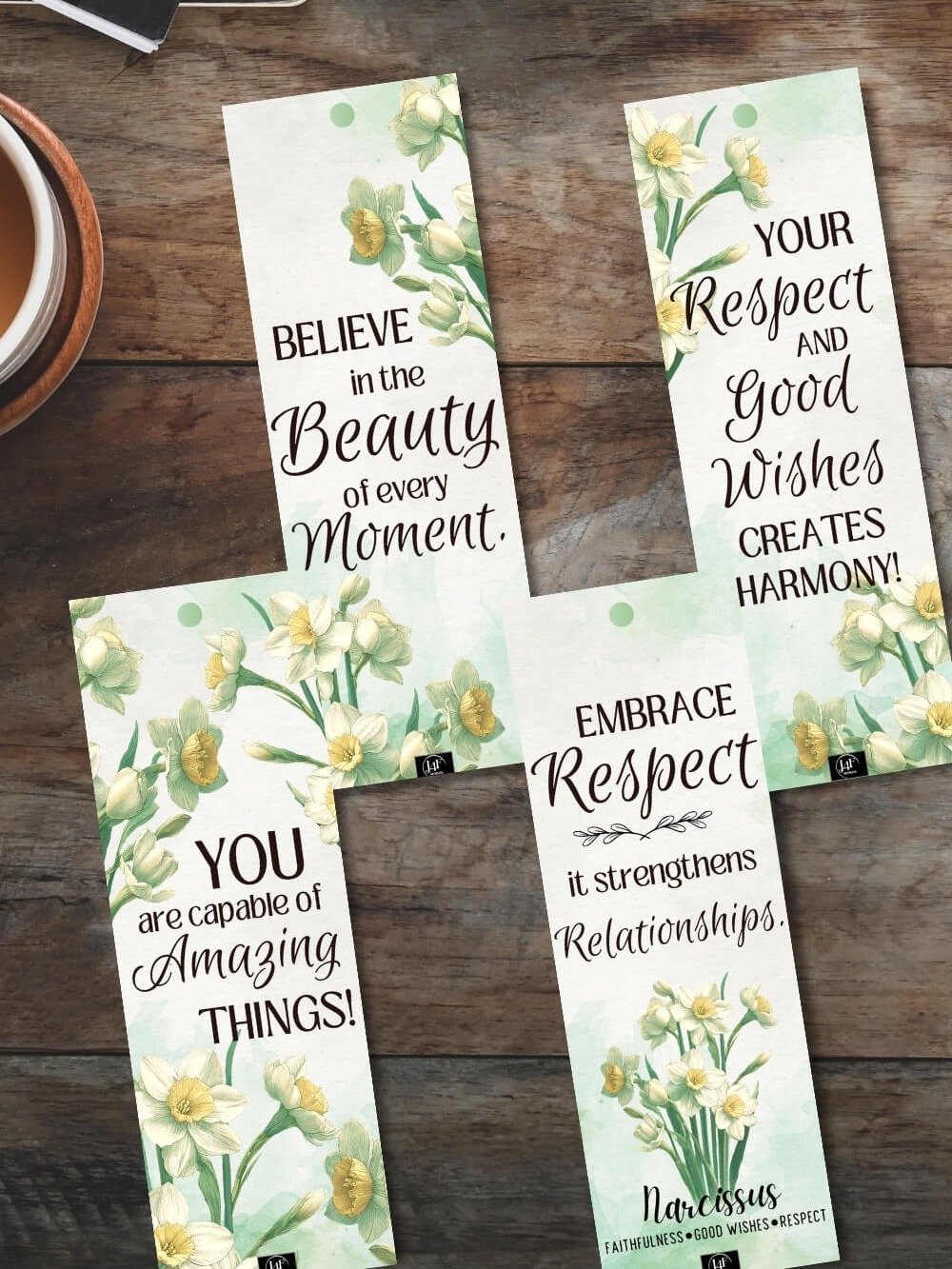 FREE Narcissus Bookmark Printable, Inspirational Sayings With December's Birth Month Flower product image (1)