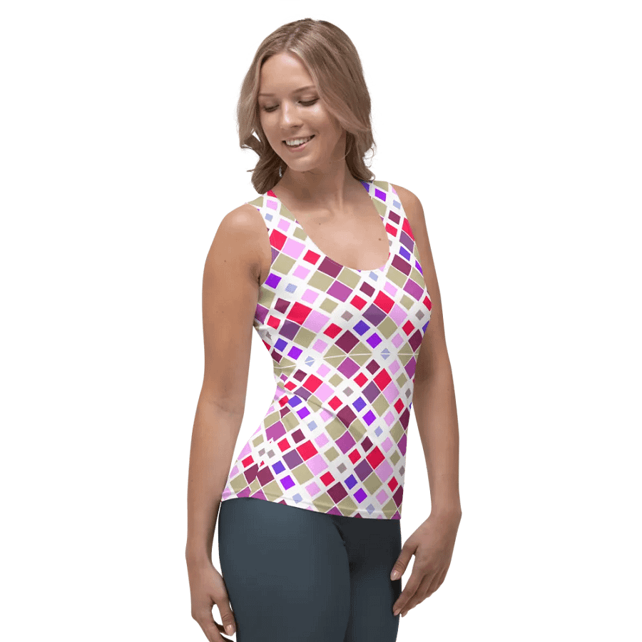 Colorful Square Pattern Design Tank Top - Ver 4 product image (4)