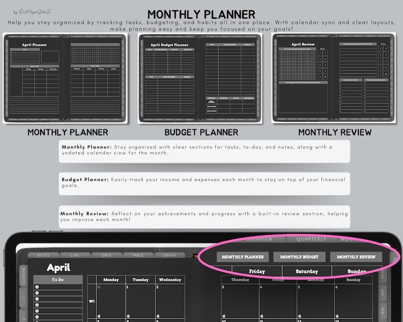 Dark Mode All in One Digital Planner product image (5)