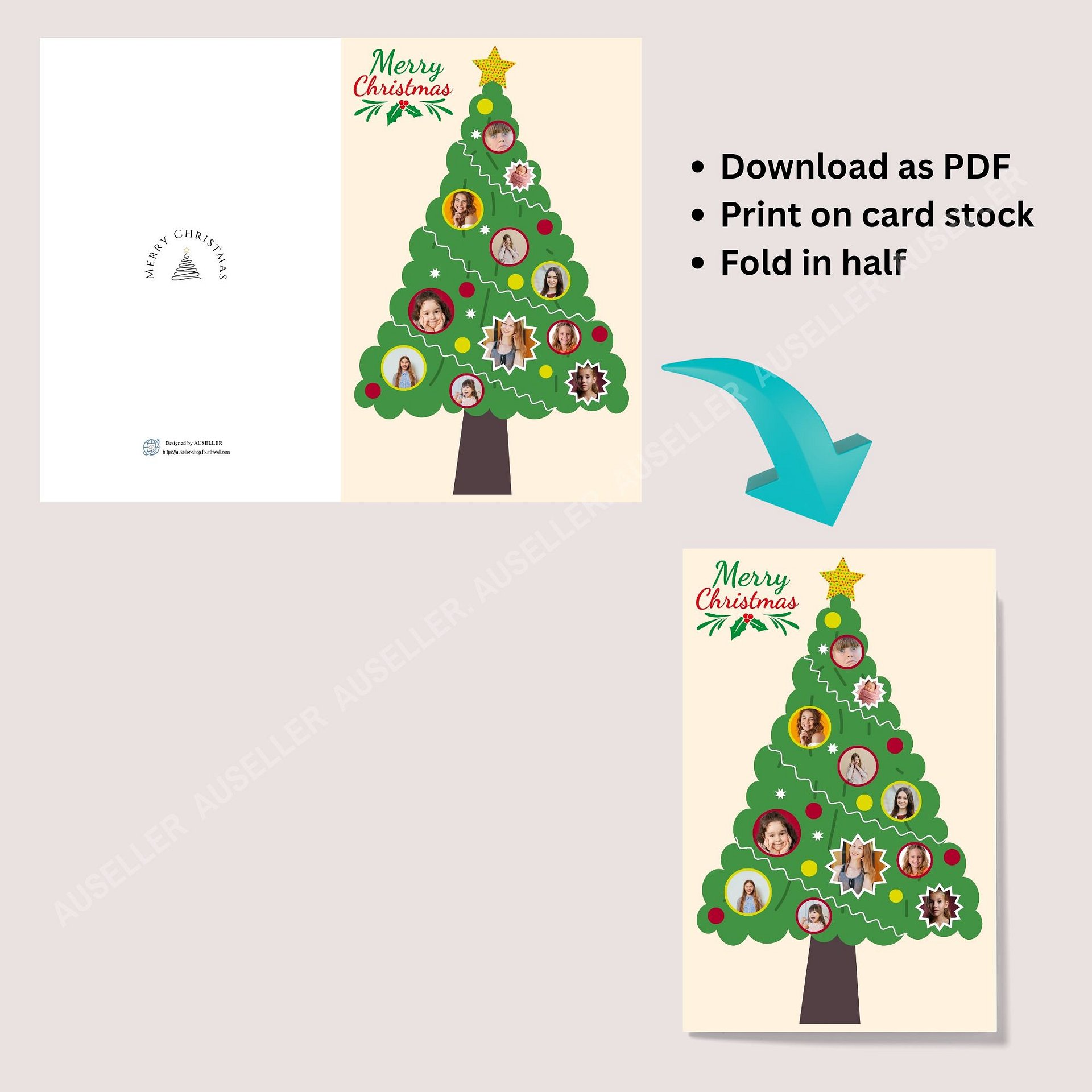 Christmas Tree With Photo Portraits Card Template product image (7)