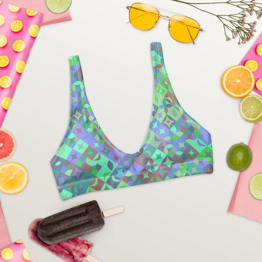 Colorful Vector Patterns Design Padded Bikini Top - v11 product image (3)