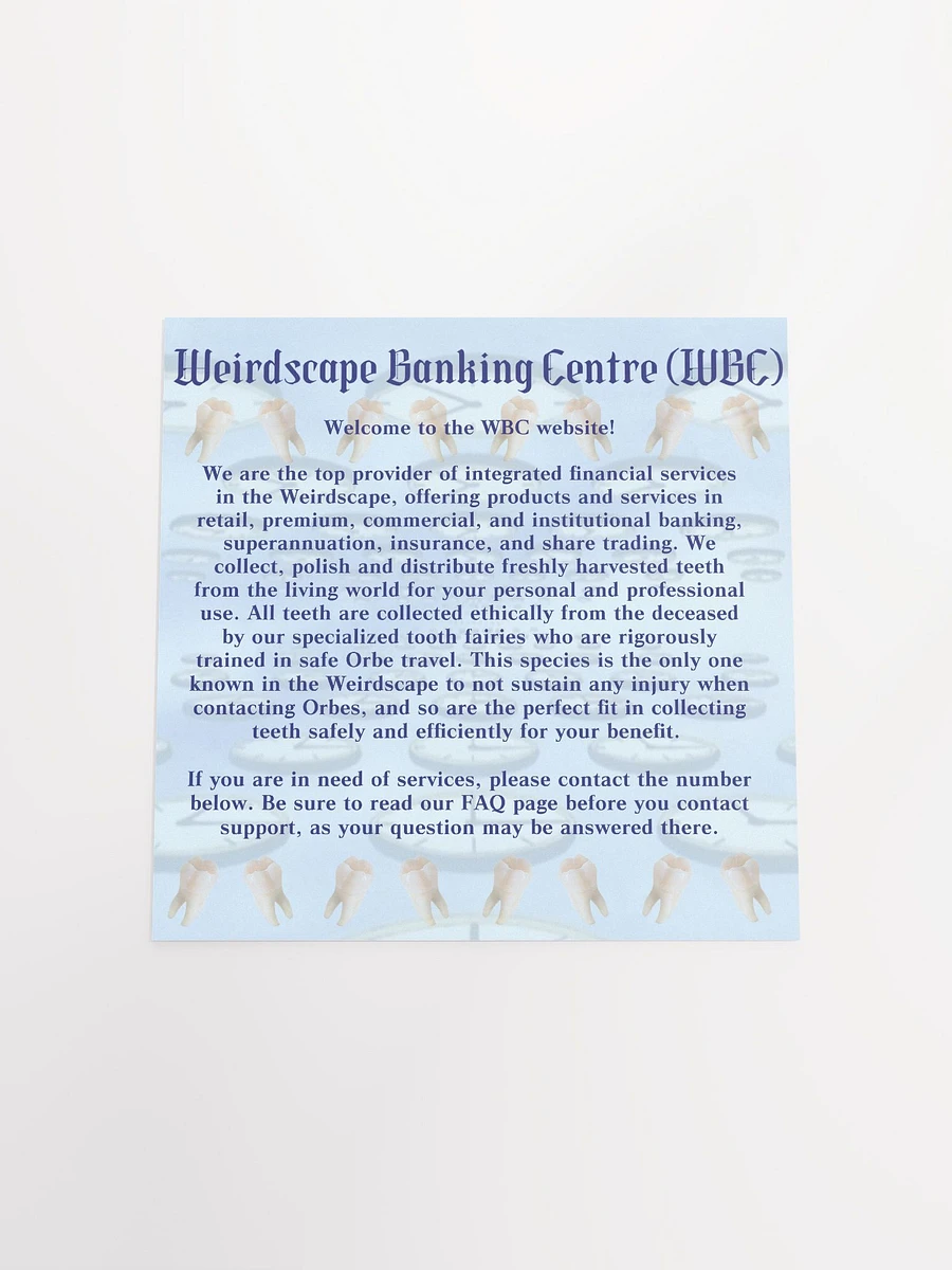 Weirdscape Banking Centre (WBC) Website Square Matte Poster product image (4)