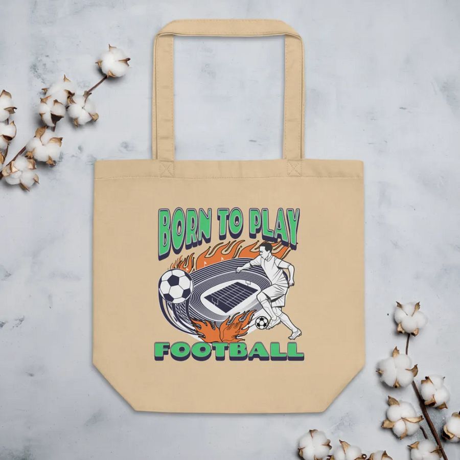 Born To Play Football Soccer Flaming Spirit Tote Bag product image (3)