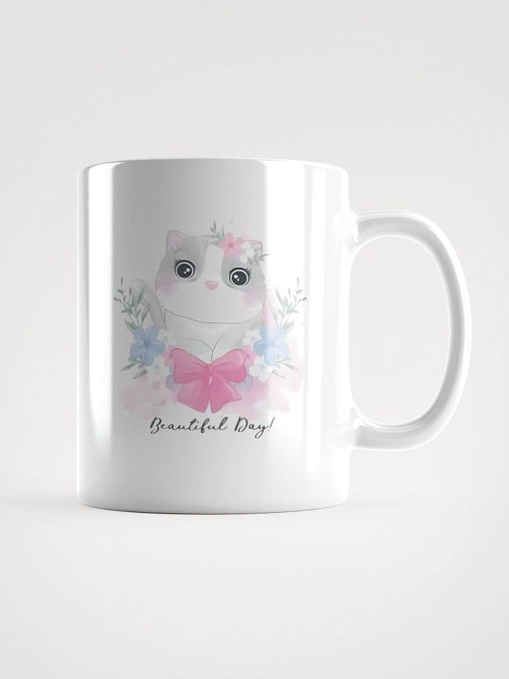 White Glossy Mug Cute Little Kitty product image (1)