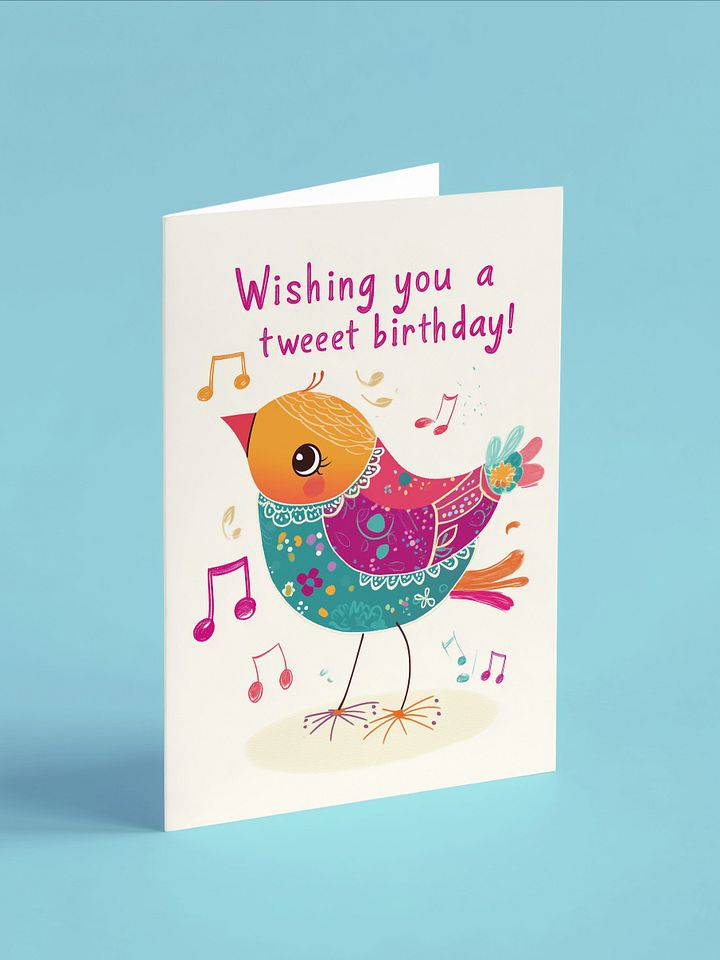 Colorful Tweet Birthday Card - Adorable Bird product image (2)