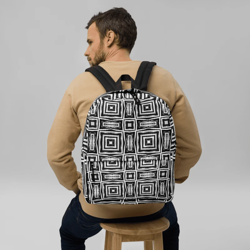 Abstract Monochrome Repeating Pattern Back Pack product image (7)