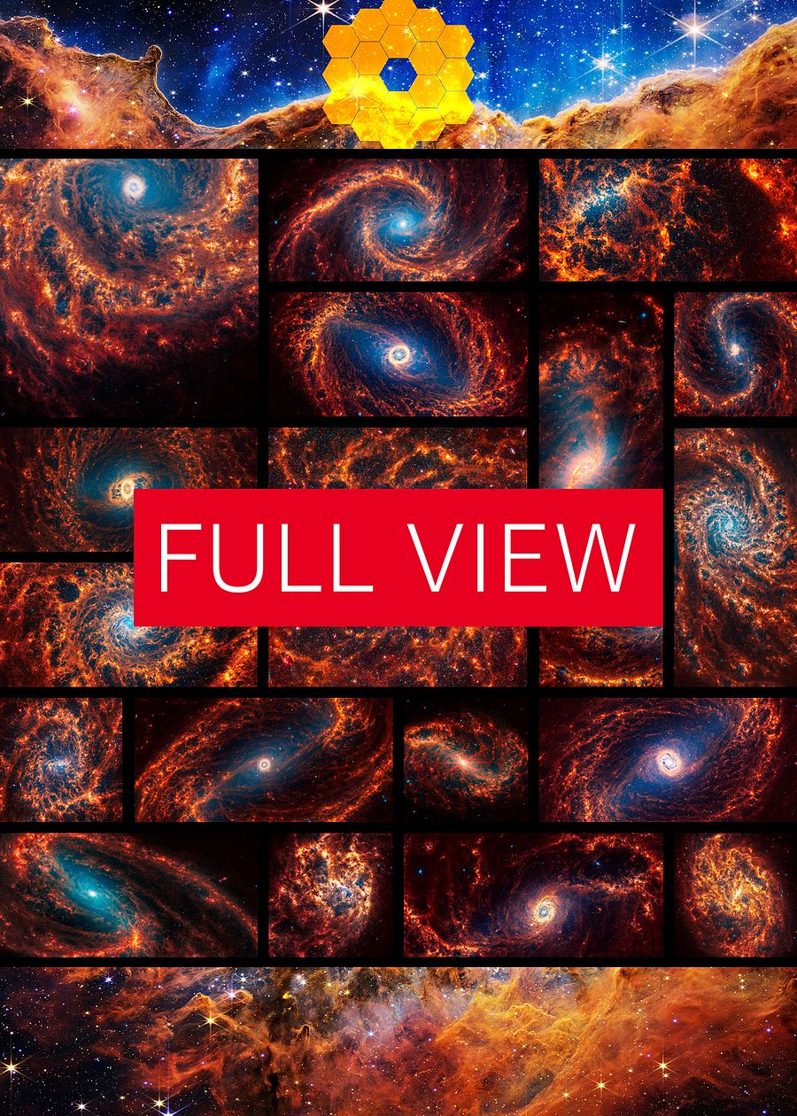 19 Spiral Galaxies + Cosmic Cliffs, Carina Nebula (James Webb/JWST) — space poster product image (28)