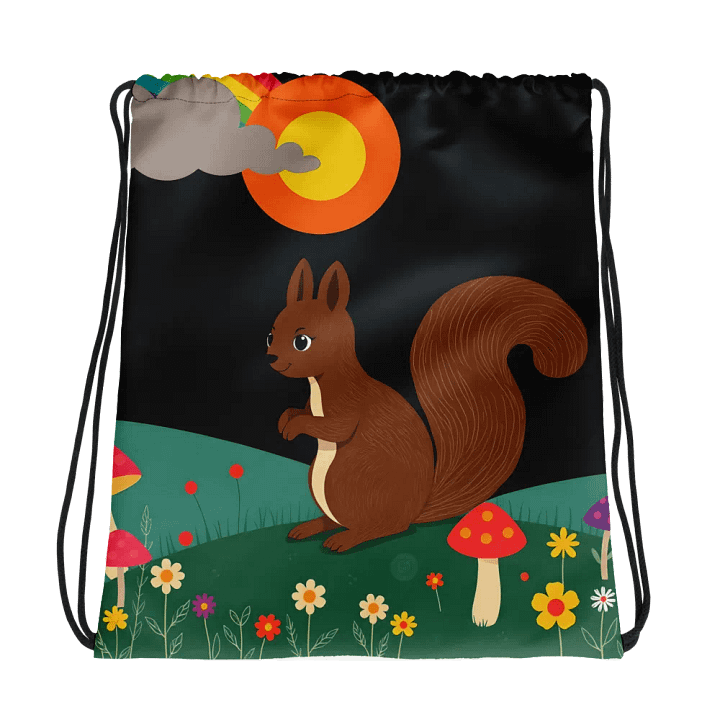 Whimsical Squirrel Adventure Drawstring Bag product image (1)