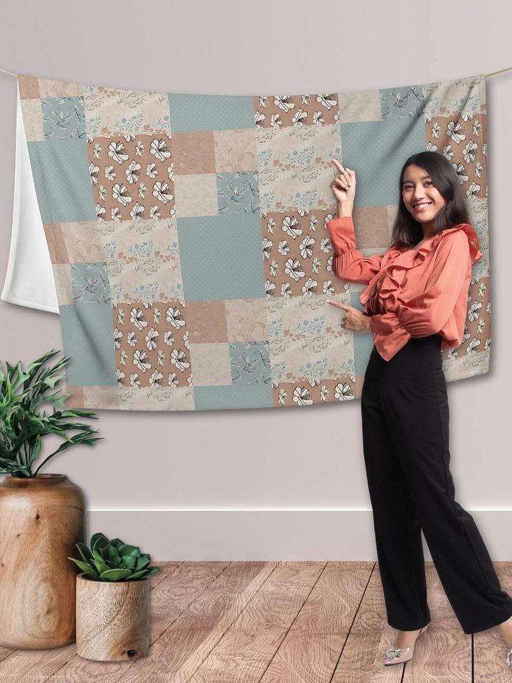 Vintage Romance Taupe Floral Patchwork Throw Blanket product image (1)