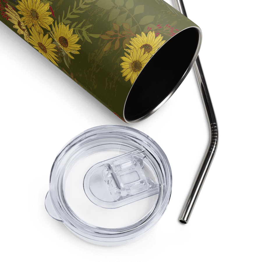 Helianthus Sunflower 20-ounce Stainless Steel Tumbler with Straw - Green product image (5)