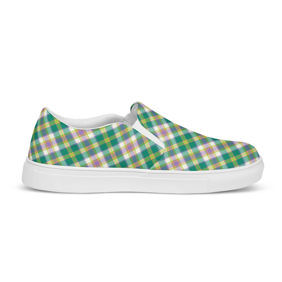 Seafoam Green and Purple Plaid Women's Slip-On Shoes product image (5)