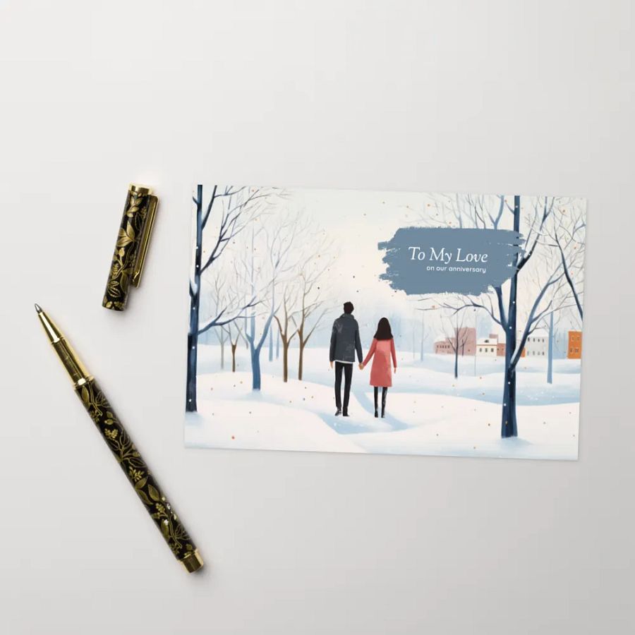 Snowy Anniversary Stroll Greeting Card product image (12)
