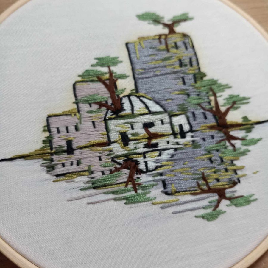 Overgrown City Embroidery Hoop Art product image (3)