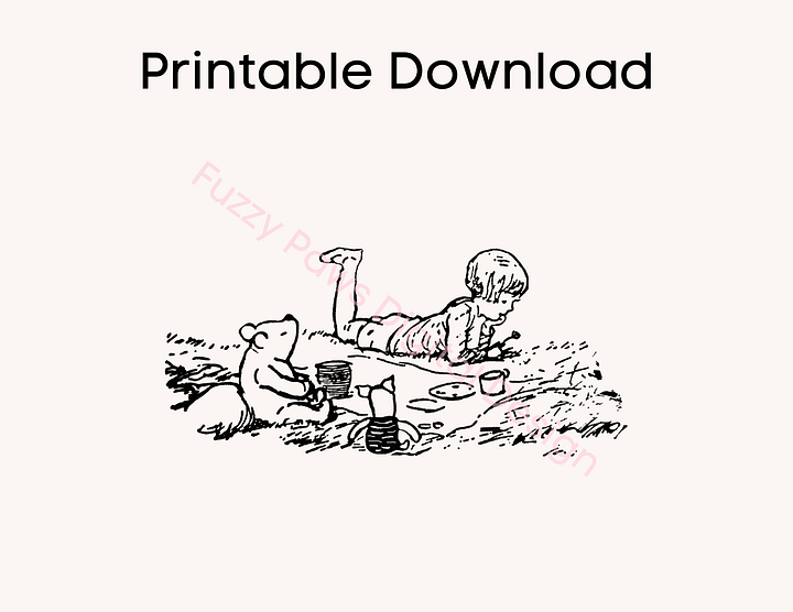 Free Coloring Page - Christopher Robin on a Picnic with Pooh and Piglet product image (2)