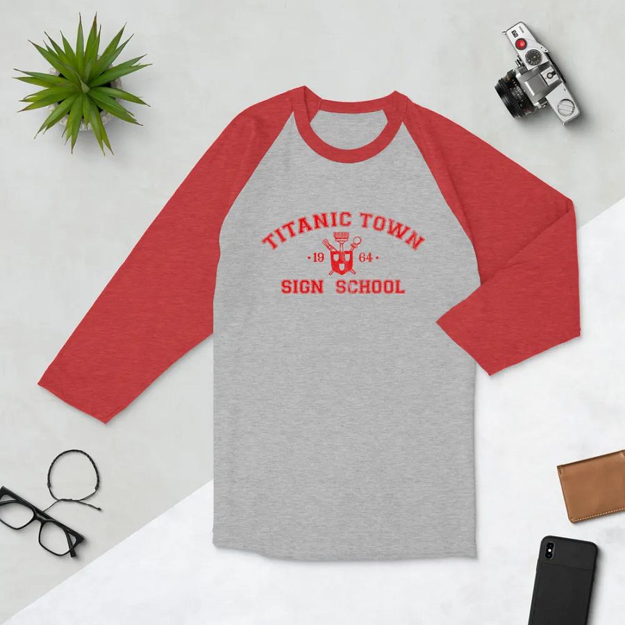 3/4 sleeve raglan baseball shirt - Campus - Red Lettering product image (7)