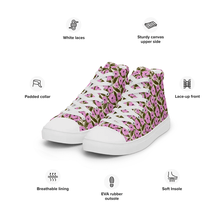 Dipladenia Dreams - Pink and Green - Mens High Top Canvas Shoes product image (2)
