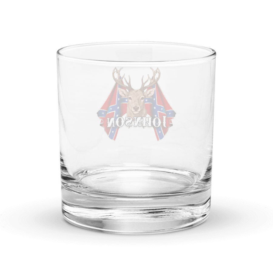 "Johnson" Last Name Rebel Redneck Deer - Rocks Glass product image (4)