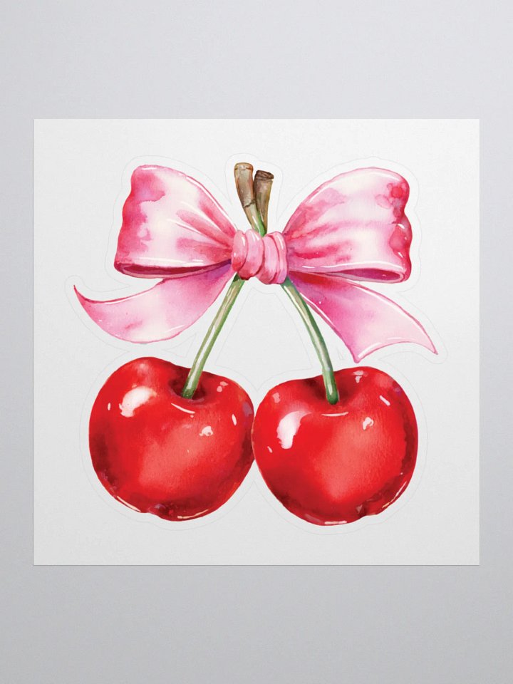 Pink Bow and Cherry Coquette Design Sticker product image (2)