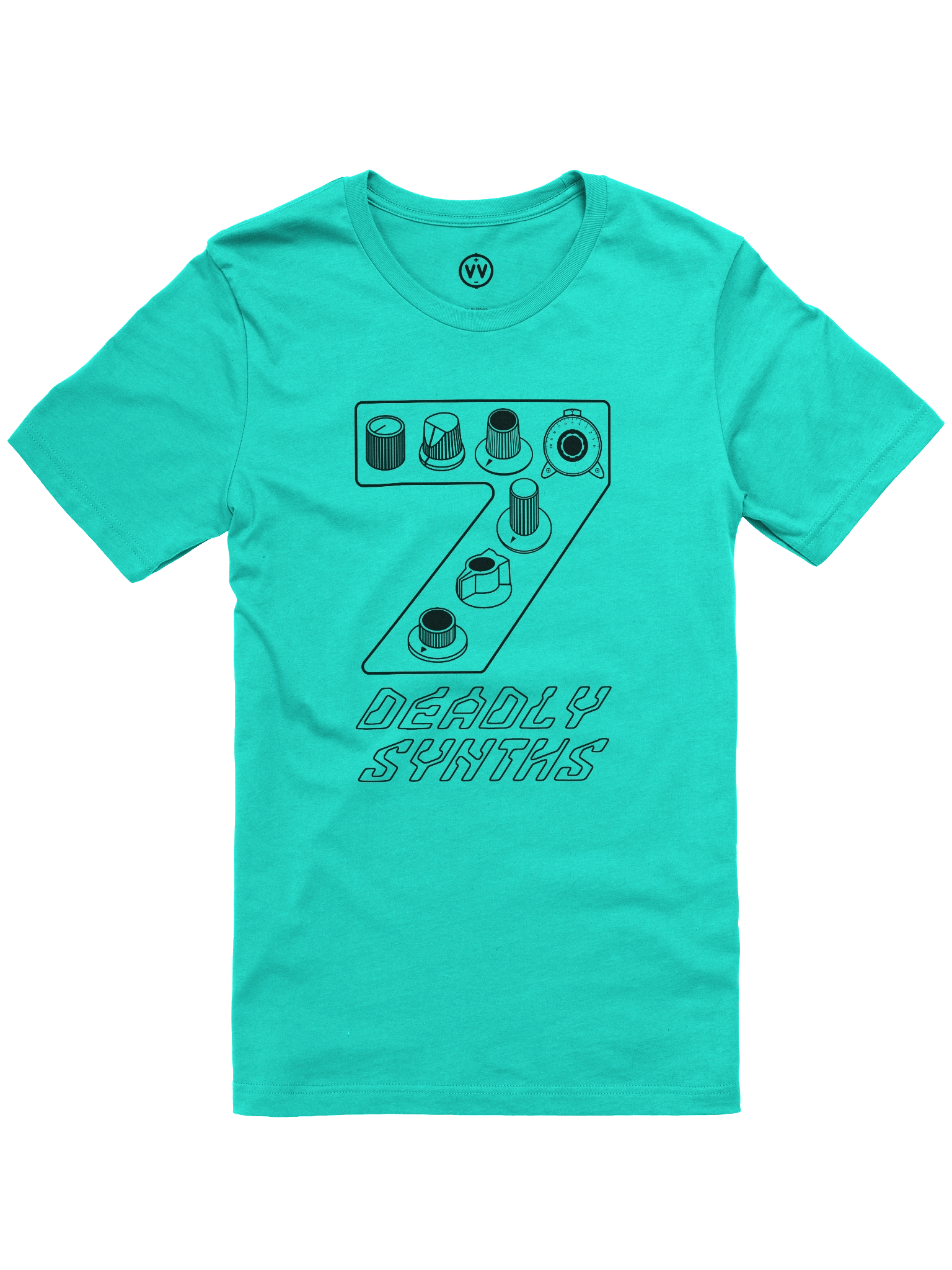 7 Synthesizer Legends T-Shirt - Seven Deadly Synths (7 Synthesis Classics) BLACK PRINT product image (4)