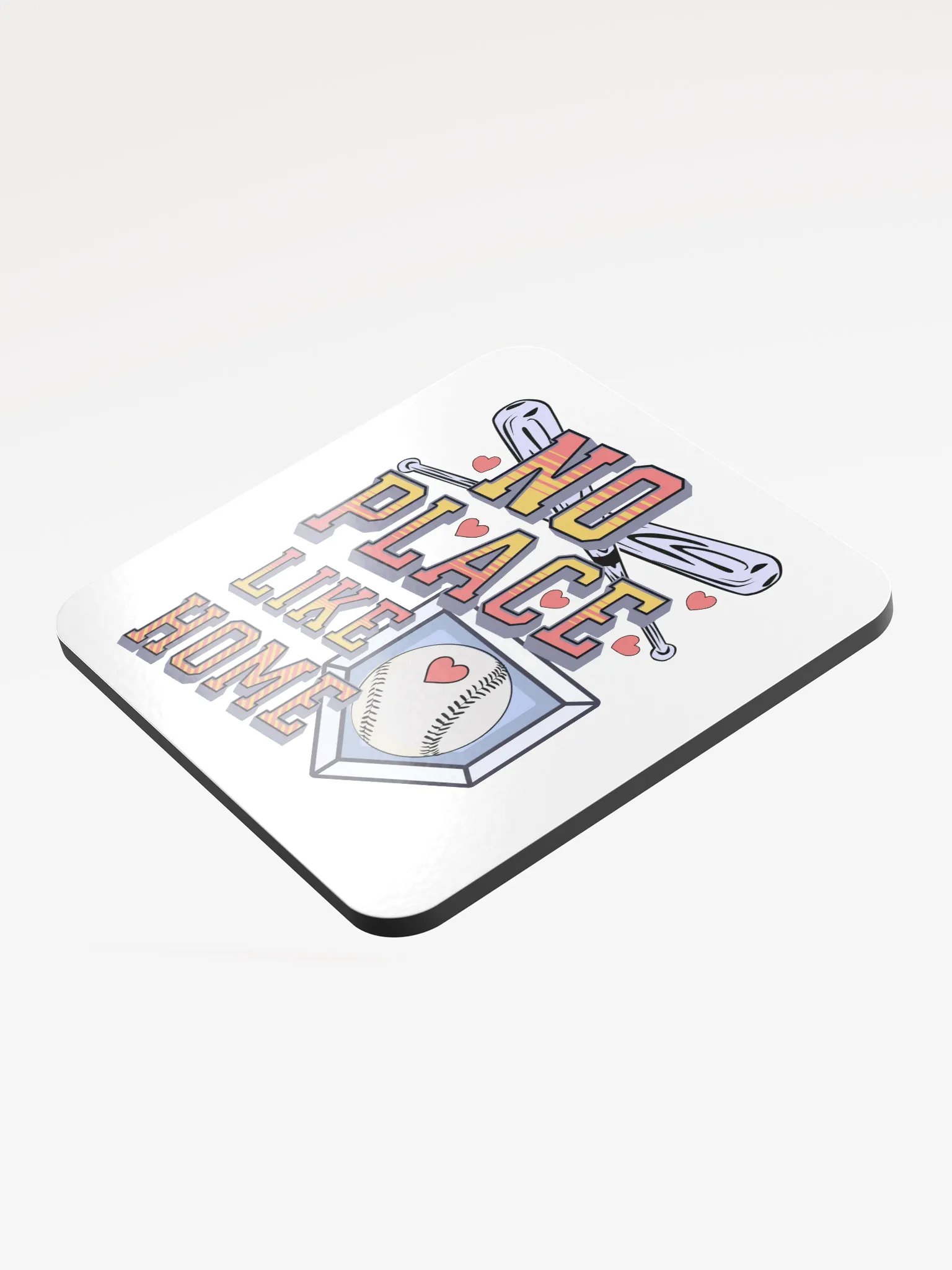 No Place Like Home Baseball Run Hearts Glossed Coaster product image (4)