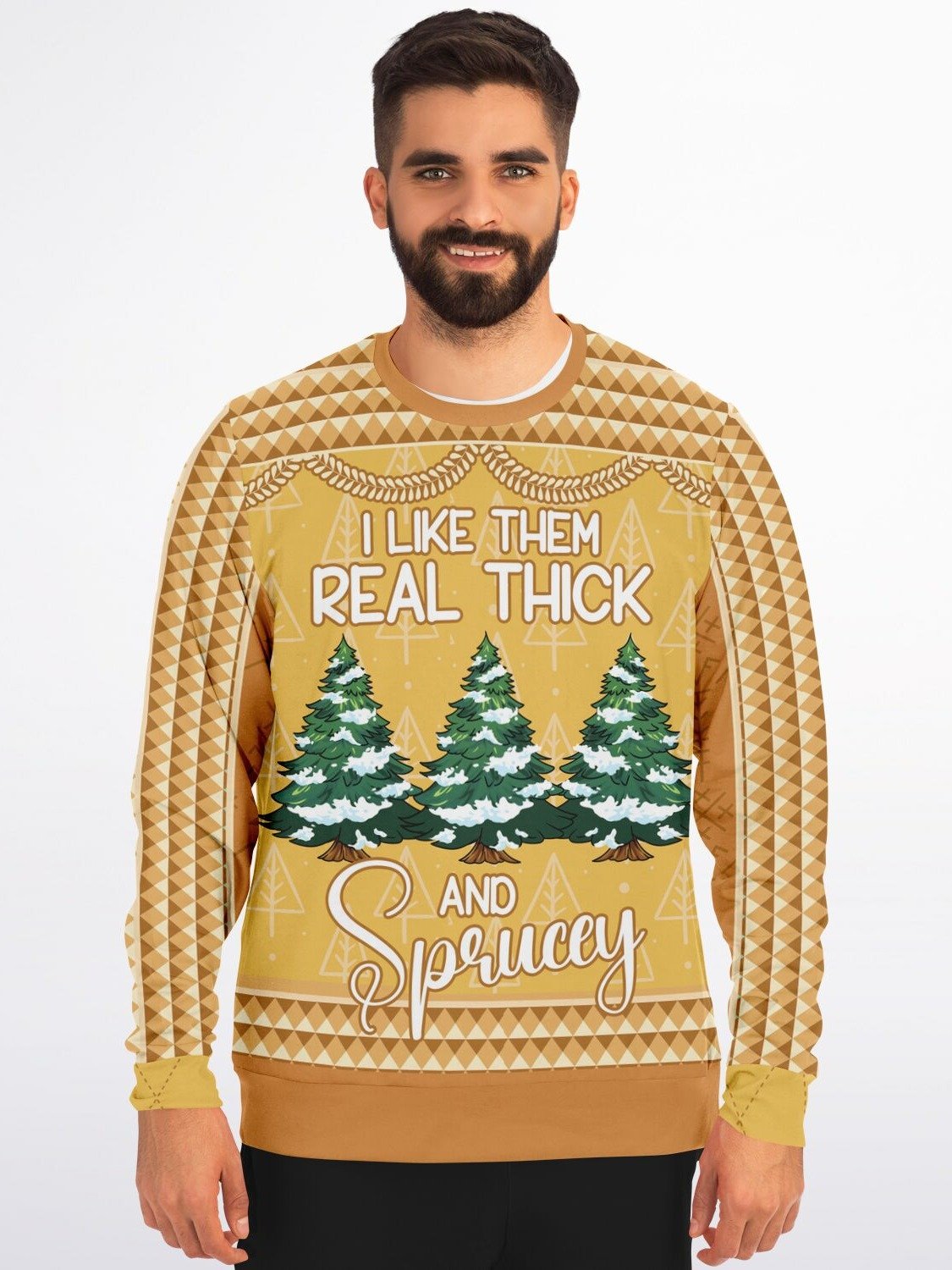 Funny Christmas Tree Sweatshirt "I Like Them Real Thick and Sprucey" | Cheeky Holiday Sweater | Perfect for Holiday Parties & Gifts product image (5)