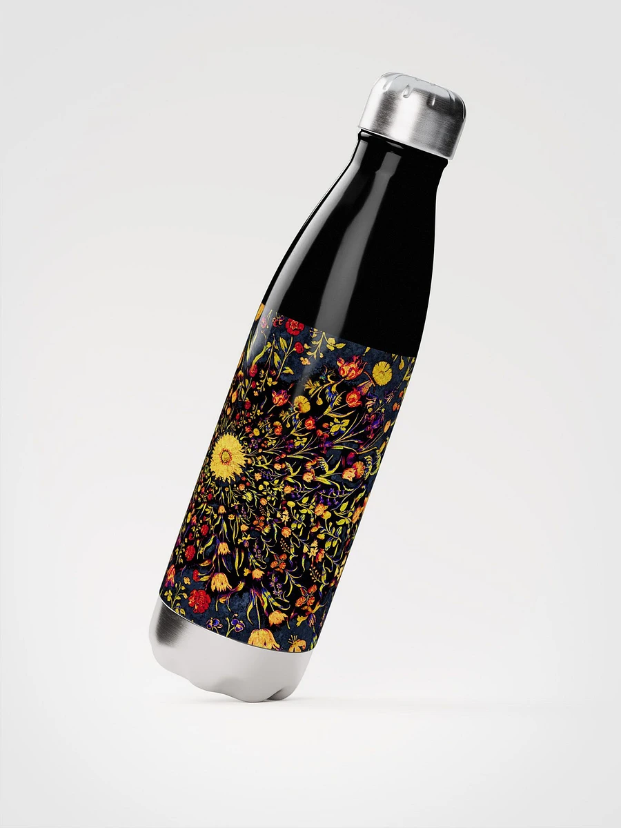 Medieval Flowers on Blue Stainless Steel Water Bottle product image (2)