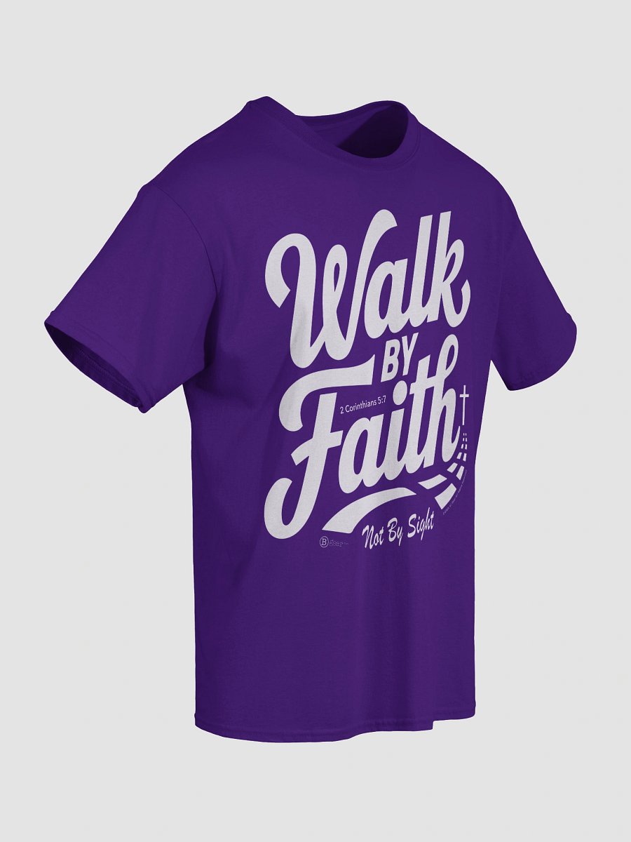 Walk By Faith, Heavyweight Unisex Crewneck T-shirt | Gildan® 5000, 2 Corinthians 5:7, KJV, Bible Verse, Scripture Shirt, White print on Dark Shirts product image (14)
