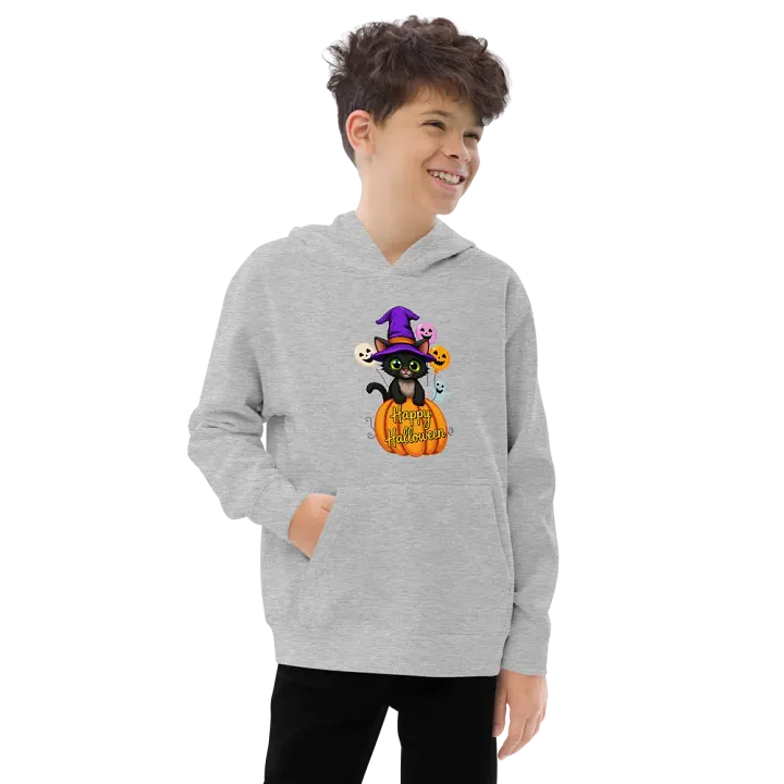 Witchy Sitting Pumpkin Cat Youth Pullover Fleece product image (25)