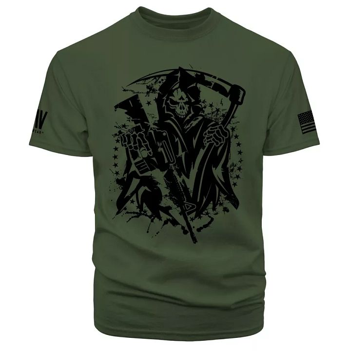 Grim Reaper Shirt American Flag Military Skull Short Sleeve T Shirt product image (1)