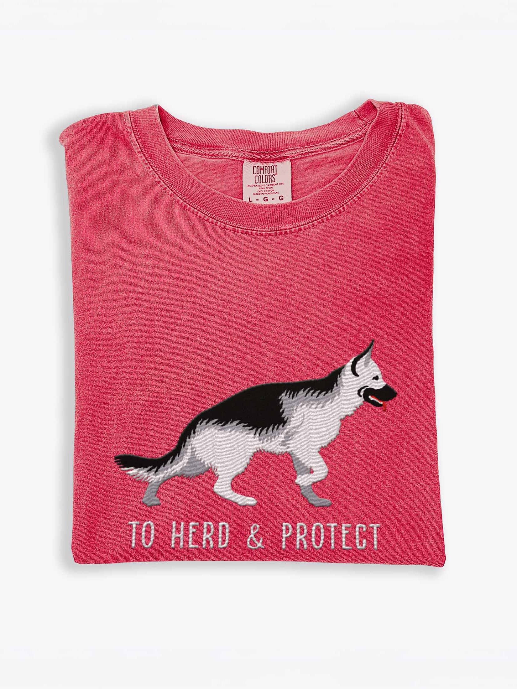 To Herd and Protect T-Shirt(Embroidered) of a German Shepherd(Silver) product image (1)