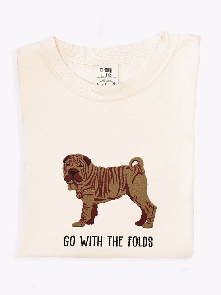 Go with the Folds T-Shirt(Embroidered) of a Chinese Shar-Pei product image (1)