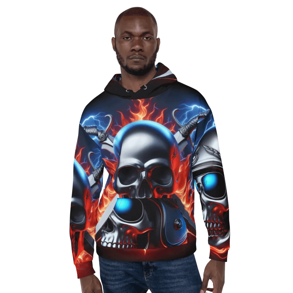 Silver Digital Skull Art - Unisex Skull Hoodie #30 product image (6)