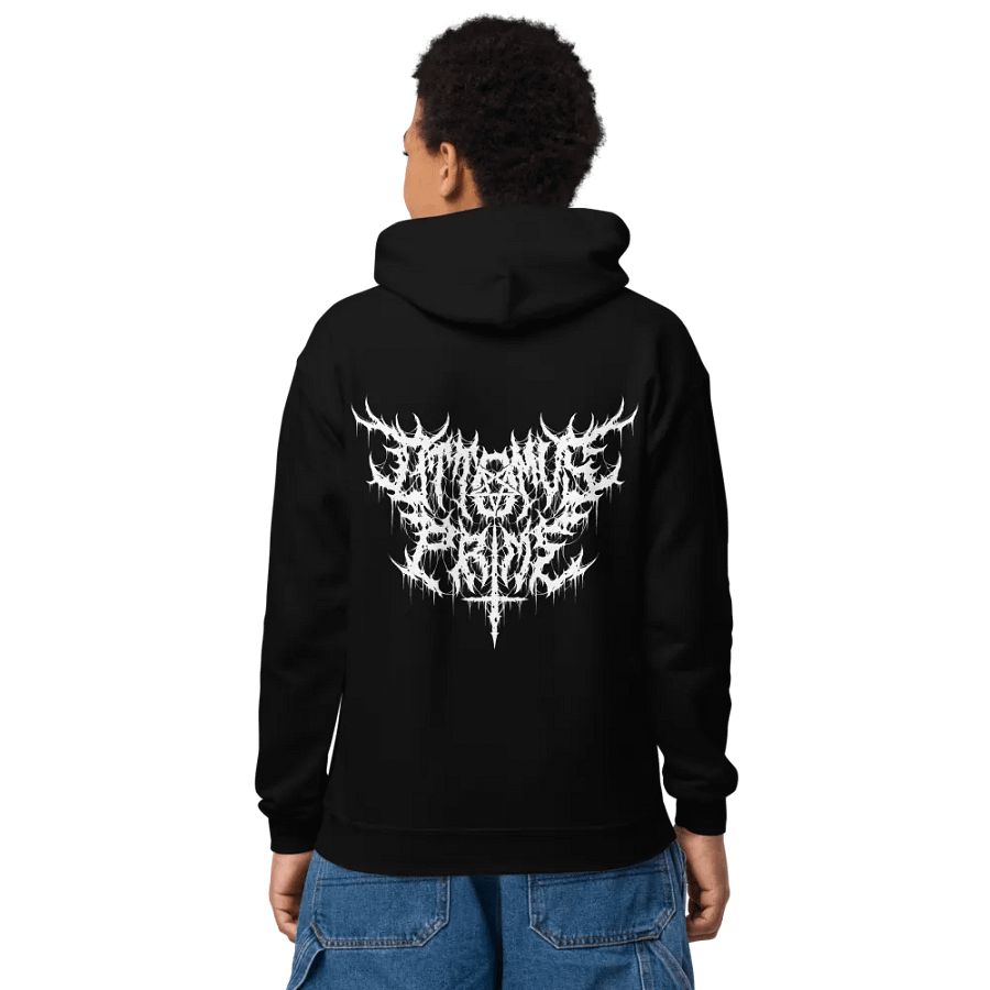 Youth Hoodie - Metal Logo (White) product image (25)