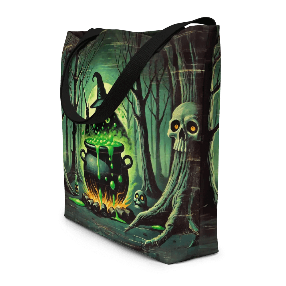 Cauldron Monster Large Halloween Tote Bag (Distressed Look) product image (8)