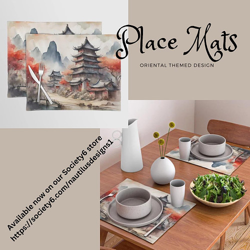 We also have really cool #designs and #products like this #oriental #watercolor #design on our placemats on our #society6 sho...