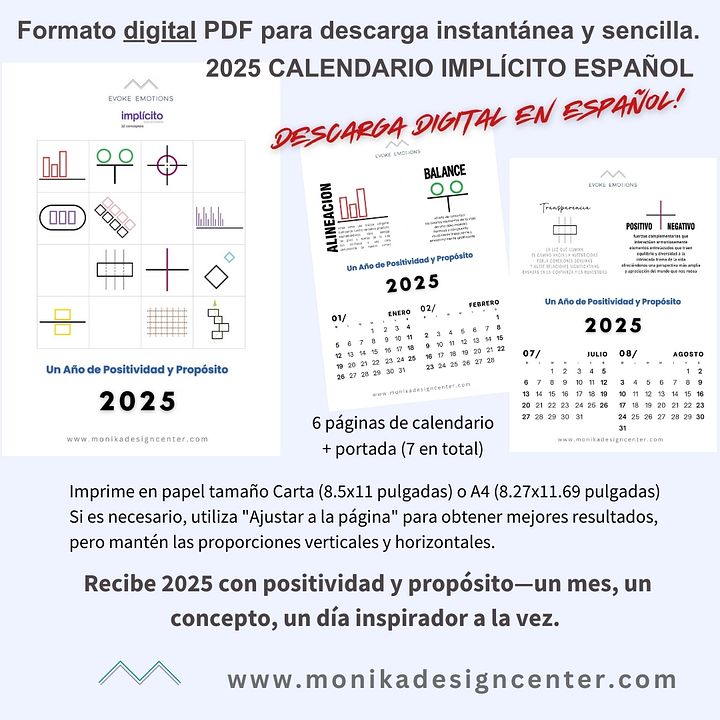 Calendario Digital Implícito 2025: Un Año de Positividad y Propósito-Now $2.50 Use promo code DIGITALLOVE at checkout product image (1)