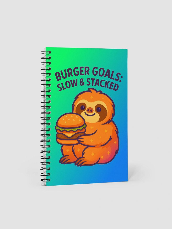 Burger Goals – Funny Sloth Notebook with Burger Art | Sloths Having Snacks Collection product image (1)