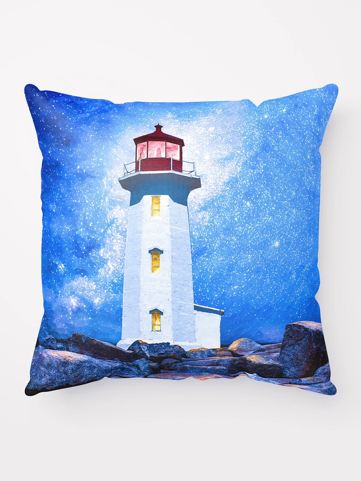 Peggy's Cove Lighthouse By Night - Nova Scotia Throw Pillow product image (1)