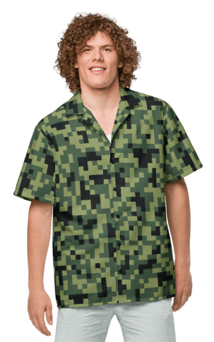 Military Green Camouflage Pixels Camo Pattern Hawaiian Shirt product image (1)